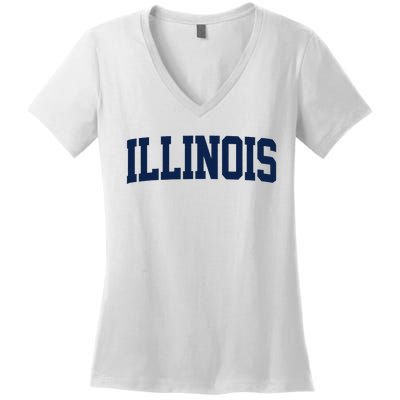 Retro Illinois Vintage Illinois Orange Blue Throwback Il Women's V-Neck T-Shirt