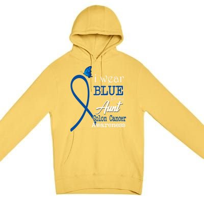 Ribbon I Wear Blue Unt Colon Cancer Awareness Gift Premium Pullover Hoodie