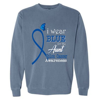 Ribbon I Wear Blue Unt Colon Cancer Awareness Gift Garment-Dyed Sweatshirt