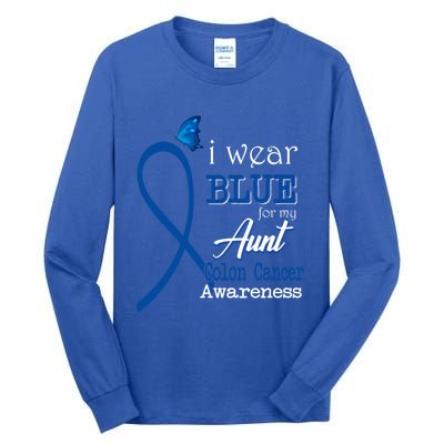 Ribbon I Wear Blue Unt Colon Cancer Awareness Gift Tall Long Sleeve T-Shirt