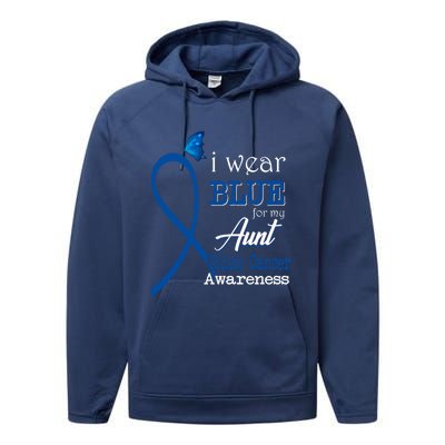 Ribbon I Wear Blue Unt Colon Cancer Awareness Gift Performance Fleece Hoodie