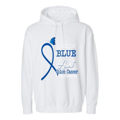 Ribbon I Wear Blue Unt Colon Cancer Awareness Gift Garment-Dyed Fleece Hoodie