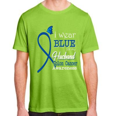 Ribbon I Wear Blue For Husband Colon Cancer Awareness Gift Adult ChromaSoft Performance T-Shirt