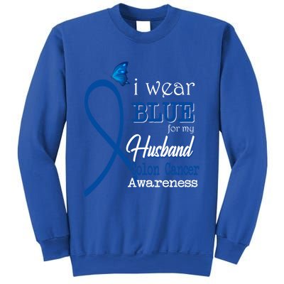 Ribbon I Wear Blue For Husband Colon Cancer Awareness Gift Sweatshirt