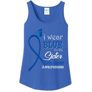 Ribbon I Wear Blue For Sister Colon Cancer Awareness Gift Ladies Essential Tank