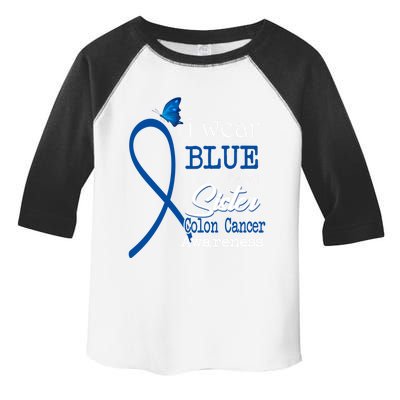 Ribbon I Wear Blue For Sister Colon Cancer Awareness Gift Toddler Fine Jersey T-Shirt