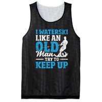 Retro I Water Ski Like An Old Man Try To Keep Up Funny Skiing Gift For Skier Mesh Reversible Basketball Jersey Tank