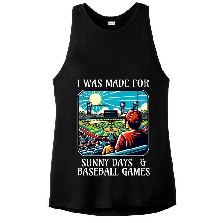 Retro I Was Made Sunny Days And Baseball Games Summer Funny Gift Ladies PosiCharge Tri-Blend Wicking Tank