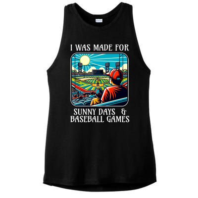 Retro I Was Made Sunny Days And Baseball Games Summer Funny Gift Ladies PosiCharge Tri-Blend Wicking Tank