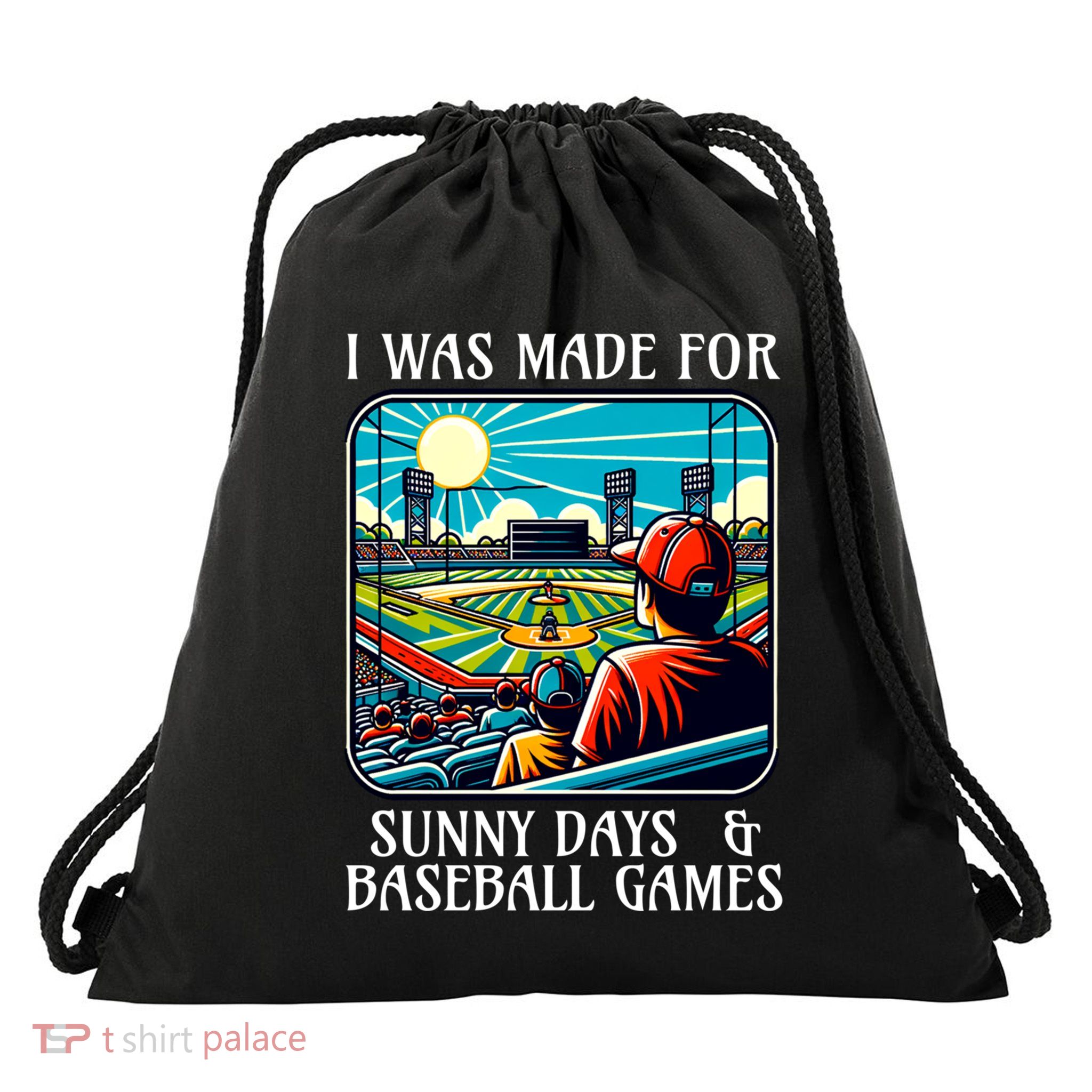 Retro I Was Made Sunny Days And Baseball Games Summer Funny Gift Drawstring Bag