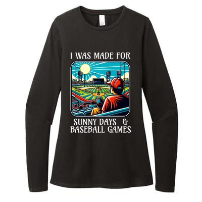 Retro I Was Made Sunny Days And Baseball Games Summer Funny Gift Womens CVC Long Sleeve Shirt