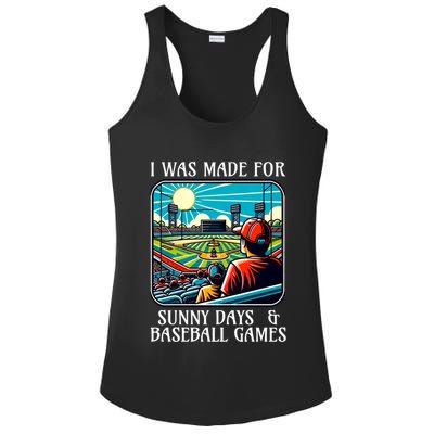Retro I Was Made Sunny Days And Baseball Games Summer Funny Gift Ladies PosiCharge Competitor Racerback Tank