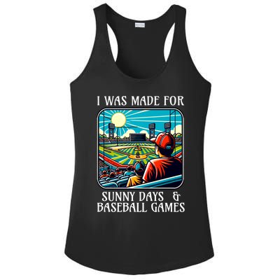 Retro I Was Made Sunny Days And Baseball Games Summer Funny Gift Ladies PosiCharge Competitor Racerback Tank