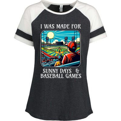 Retro I Was Made Sunny Days And Baseball Games Summer Funny Gift Enza Ladies Jersey Colorblock Tee