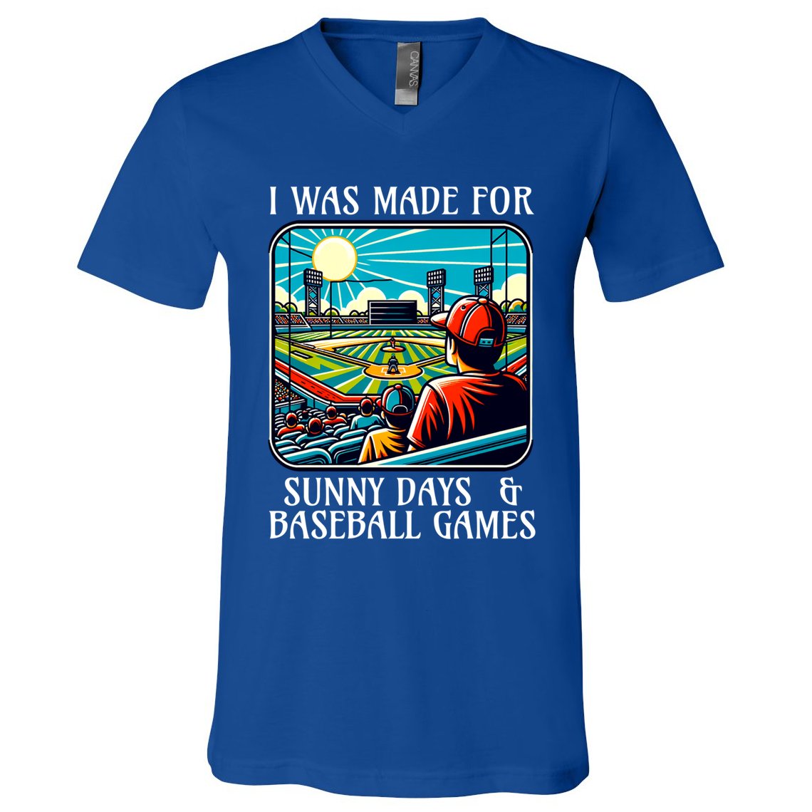 Retro I Was Made Sunny Days And Baseball Games Summer Funny Gift V-Neck T-Shirt