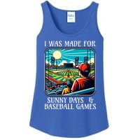 Retro I Was Made Sunny Days And Baseball Games Summer Funny Gift Ladies Essential Tank