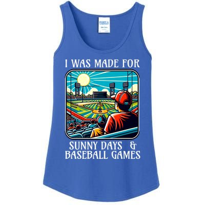 Retro I Was Made Sunny Days And Baseball Games Summer Funny Gift Ladies Essential Tank