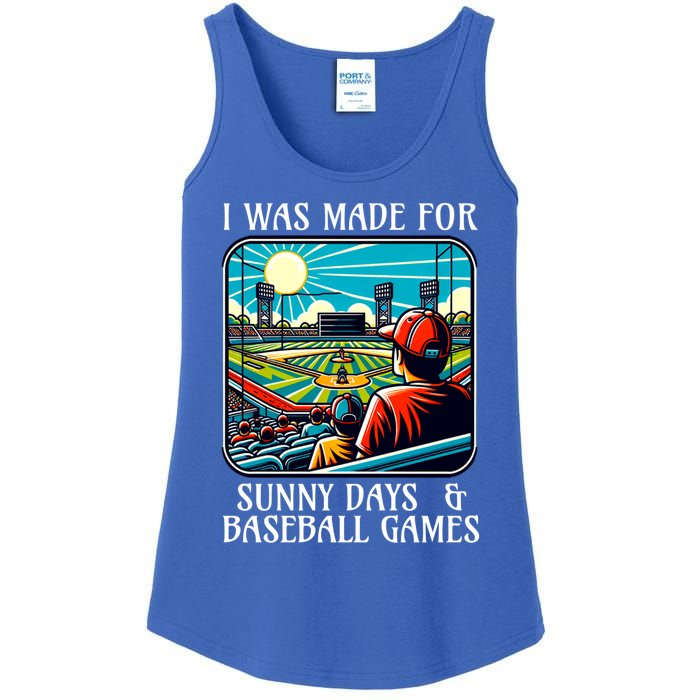 Retro I Was Made Sunny Days And Baseball Games Summer Funny Gift Ladies Essential Tank