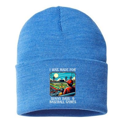 Retro I Was Made Sunny Days And Baseball Games Summer Funny Gift Sustainable Knit Beanie