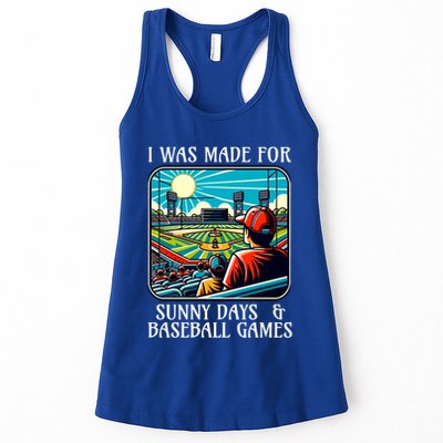 Retro I Was Made Sunny Days And Baseball Games Summer Funny Gift Womens Tank Top
