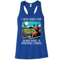 Retro I Was Made Sunny Days And Baseball Games Summer Funny Gift Women's Racerback Tank