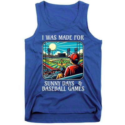 Retro I Was Made Sunny Days And Baseball Games Summer Funny Gift Tank Top
