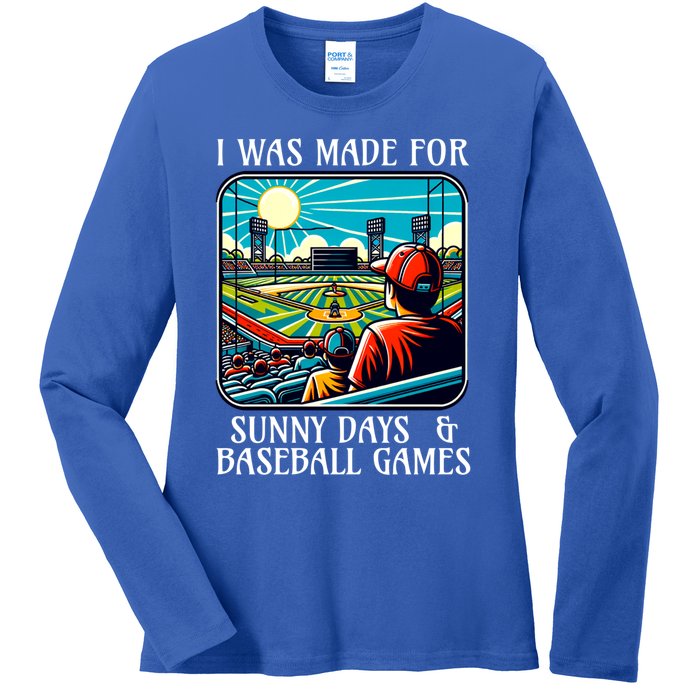 Retro I Was Made Sunny Days And Baseball Games Summer Funny Gift Ladies Long Sleeve Shirt