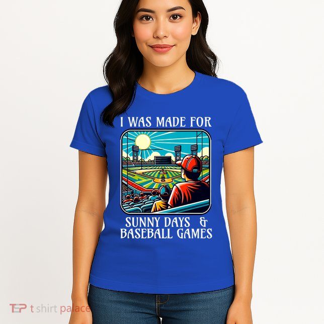 Retro I Was Made Sunny Days And Baseball Games Summer Funny Gift Womens T-Shirt