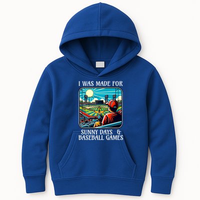 Retro I Was Made Sunny Days And Baseball Games Summer Funny Gift Kids Hoodie