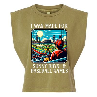 Retro I Was Made Sunny Days And Baseball Games Summer Funny Gift Garment-Dyed Women's Muscle Tee