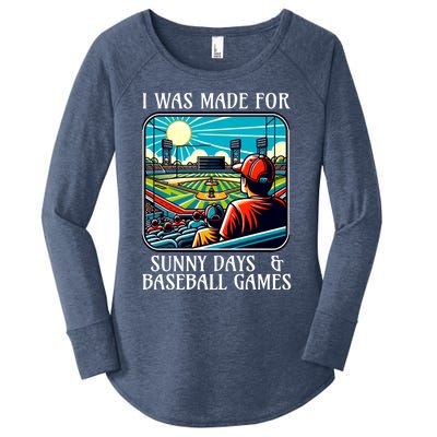 Retro I Was Made Sunny Days And Baseball Games Summer Funny Gift Women's Perfect Tri Tunic Long Sleeve Shirt