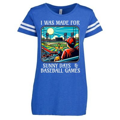 Retro I Was Made Sunny Days And Baseball Games Summer Funny Gift Enza Ladies Jersey Football T-Shirt