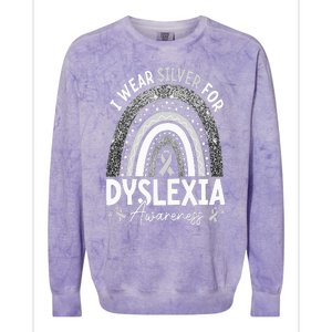 Rainbow I Wear Gray Ribbon For Dyslexia Awareness Colorblast Crewneck Sweatshirt