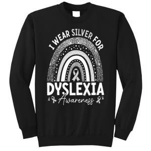 Rainbow I Wear Gray Ribbon For Dyslexia Awareness Sweatshirt