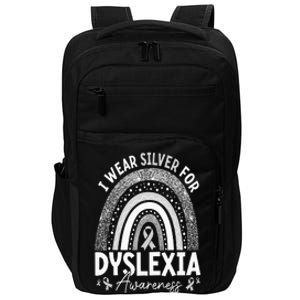 Rainbow I Wear Gray Ribbon For Dyslexia Awareness Impact Tech Backpack