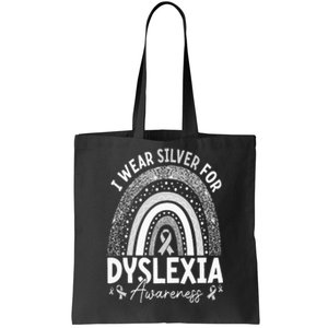 Rainbow I Wear Gray Ribbon For Dyslexia Awareness Tote Bag