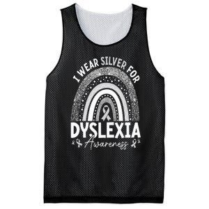 Rainbow I Wear Gray Ribbon For Dyslexia Awareness Mesh Reversible Basketball Jersey Tank