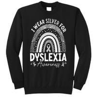 Rainbow I Wear Gray Ribbon For Dyslexia Awareness Tall Sweatshirt