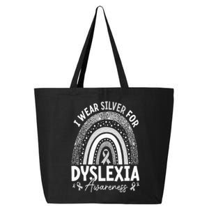 Rainbow I Wear Gray Ribbon For Dyslexia Awareness 25L Jumbo Tote