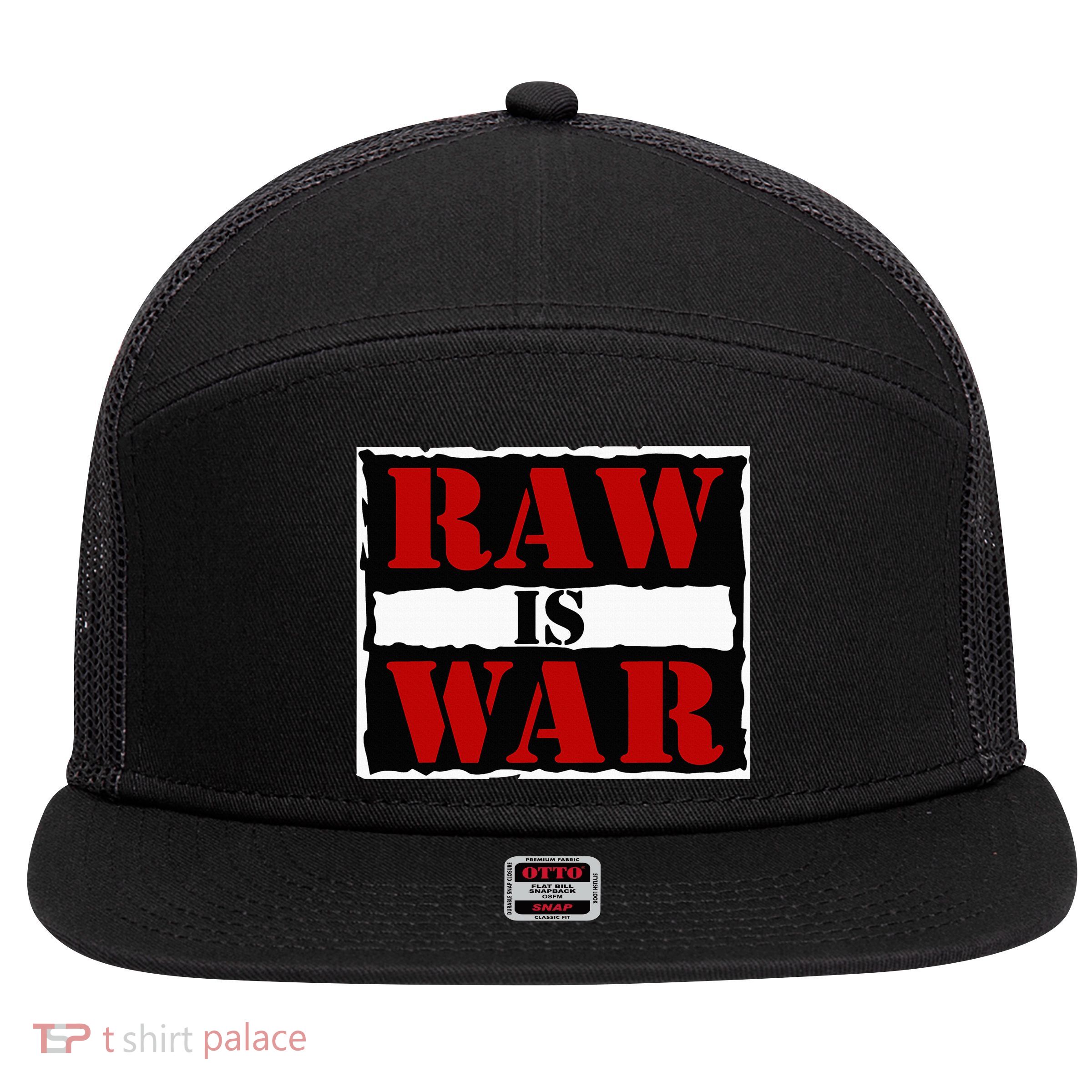 Raw Is War 7 Panel Mesh Trucker Snapback Hat