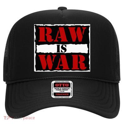 Raw Is War High Crown Mesh Back Trucker Hat