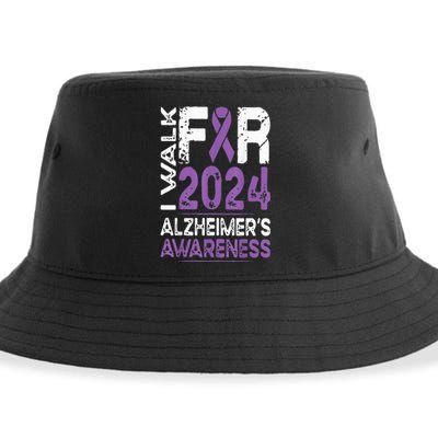 Ribbon I Walk For 2024 AlzheimerS Awareness Sustainable Bucket Hat