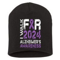 Ribbon I Walk For 2024 AlzheimerS Awareness Short Acrylic Beanie