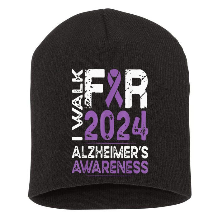 Ribbon I Walk For 2024 AlzheimerS Awareness Short Acrylic Beanie