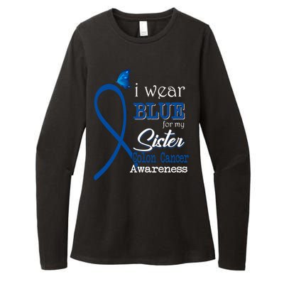 Ribbon I Wear Blue For Sister Colon Cancer Awareness Gift Womens CVC Long Sleeve Shirt