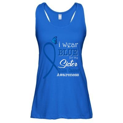 Ribbon I Wear Blue For Sister Colon Cancer Awareness Gift Ladies Essential Flowy Tank