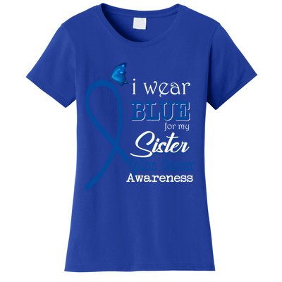 Ribbon I Wear Blue For Sister Colon Cancer Awareness Gift Women's T-Shirt