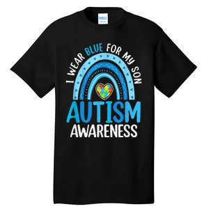 Rainbow I Wear Blue For My Son Autism Awareness Tall T-Shirt