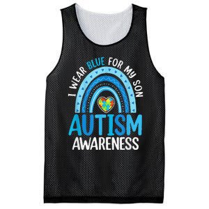 Rainbow I Wear Blue For My Son Autism Awareness Mesh Reversible Basketball Jersey Tank