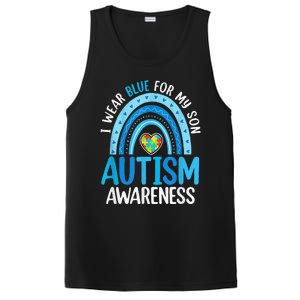 Rainbow I Wear Blue For My Son Autism Awareness PosiCharge Competitor Tank